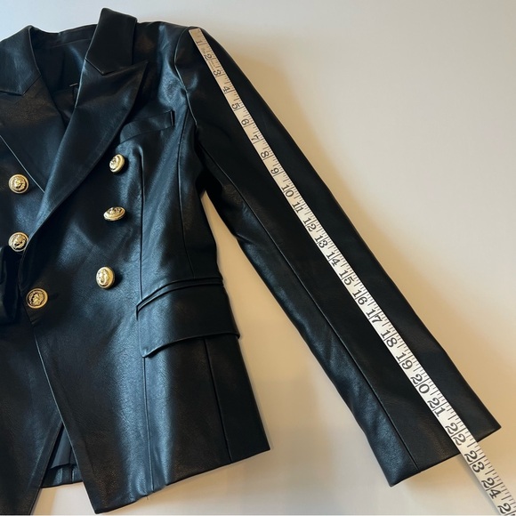 Faux Leather double breasted fitted blazer jacket, size XS/S, NWOT - Picture 10 of 16